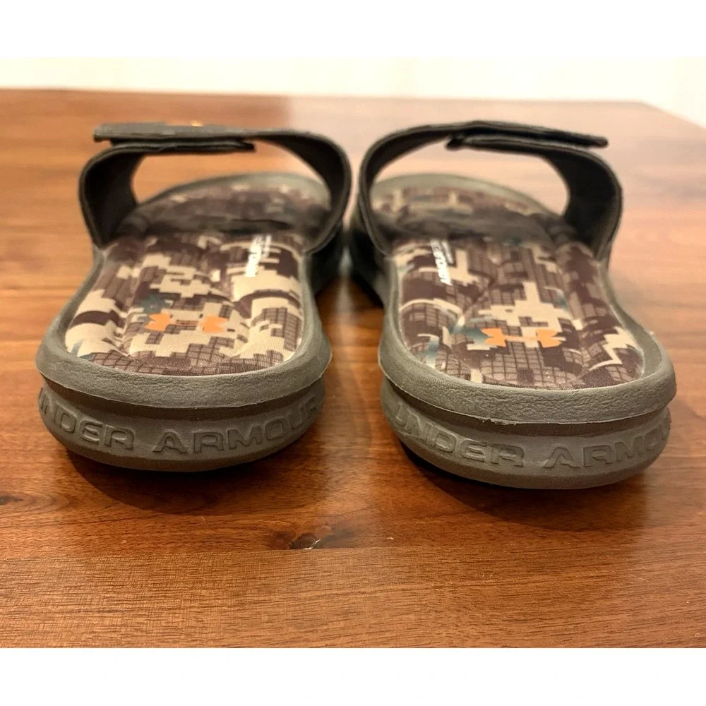 Under Armour Ignite Realtree Camo Slides Mens 12 Orange Logo Sandals 1226760-235